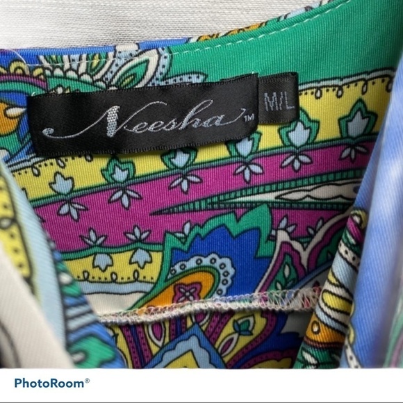 NEESHA Colorful Paisley Stretchy Mini Halter Dress, Size M/L - Picture 3 of 6